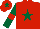 Silk - Red, dark green star, dark green sleeves, red armlets, red cap, dark green star