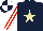 Silk - Dark blue, beige star, red and white striped sleeves, quartered cap