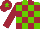 Silk - Light green and maroon check, maroon sleeves, maroon cap, light green star