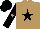 Silk - light brown, black star,  light brown spot on black sleeves, light brown star on black cap
