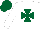 Silk - White, dark green maltese cross, dark green sleeves with white arm band, dark green cap