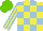 Silk - Yellow, light blue check, striped sleeves, light green cap