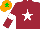 Silk - MAROON, white star & armlet, orange cap, green star