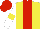 Silk - yellow, red stripe, yellow armbands on white sleeves, red cap