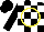 Silk - Black, white blocks, yellow circle,  black cap