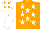 Silk - Orange body, white stars, white arms, white cap, orange diamonds