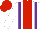 Silk - white, red stripe, purple braces, red cap