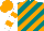 Silk - Teal,orange diagonal stripes,white sleeves,orange hoops,cap