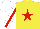 Silk - Yellow,red star,white sleeves,red stripe,white cap