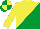 Silk - Yellow and emerald green halved diagonally,emerald green sleeves, yellow sleeves, emerald green cap, yellow quarters