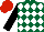 Silk - Dark green & white diamonds, black sleeves, red cap
