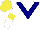 Silk - White, navy chevron, white sleeves, yellow armlets, yellow cap