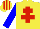 Silk - Yellow, red cross of lorraine, blue sleeves, yellow cap, red stripes