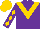 Silk - Purple, gold 'v', gold diamonds on sleeves, gold cap