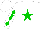 Silk - White, green star, green diamonds on sleeve, green star on white cap