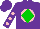 Silk - Purple, green diamond, pink ball 'cs' on back, pink dots on sleeves