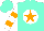 Silk - Aqua, orange star on white ball, aqua and orange hoops on white sleeves