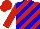 Silk - Red, blue diagonal stripes, red sleeves and cap