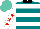 Silk - Teal, white hoops, black collar, red stars on white sleeves, turquoise cap
