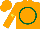 Silk - Orange, forest green circle, yellow star on sleeves, orange cap