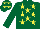 Silk - Dark green, yellow stars, dark green sleeves, yellow stars on cap