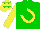 Silk - Green, yellow horseshoe, sleeves, cap, green stars