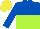 Silk - Royal blue and lime green halved horizontally, yellow cap