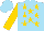 Silk - Sky blue, gold stars, gold sleeves