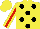 Silk - Yellow, black dots, red stripe on sleeves