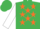 Silk - EMERALD GREEN, orange stars, white sleeves, emerald green cap