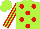 Silk - Lime green, red dots, red stripes on sleeves