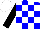 Silk - blue and white checks, black sleeves, white cap