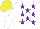 Silk - White, purple five stars, yellow cap