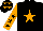 Silk - black, orange star, orange sleeves, black stars, black cap, orange stars