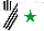 Silk - White, emerald green star, white and black striped sleeves and cap