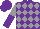 Silk - purple and grey diamonds, grey and purple halved sleeves, purple cap