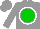 Silk - Grey, white circled green ball, grey cap