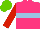 Silk - Hot pink, light blue hoop, red sleeves, light green cap