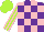 Silk - Purple & pink blocks, lime green & pink striped sleeves, lime green cap