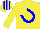 Silk - yellow, blue horseshoe, striped cap