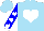 Silk - Sky blue, white heart, white hearts and cuffs on blue sleeves