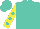 Silk - Turquoise, black horse, turquoise dots on yellow sleeves