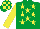 Silk - emerald green, yellow stars, sleeves, checked cap