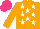 Silk - Orange,white five stars,sleeves,orange stars, hot pink cap