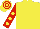 Silk - yellow, yellow spots on red sleeves, hooped cap