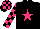 Silk - Black, hot pink star, checked sleeves and cap