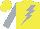 Silk - yellow, silver lightning bolt, silver sleeves, yellow cap
