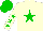 Silk - Cream, green star, stars on sleeves, green cap