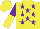 Silk - Yellow, purple stars, purple and yellow halved sleeves