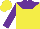 Silk - Yellow , purple yoke, purple sleeves, yellow cap